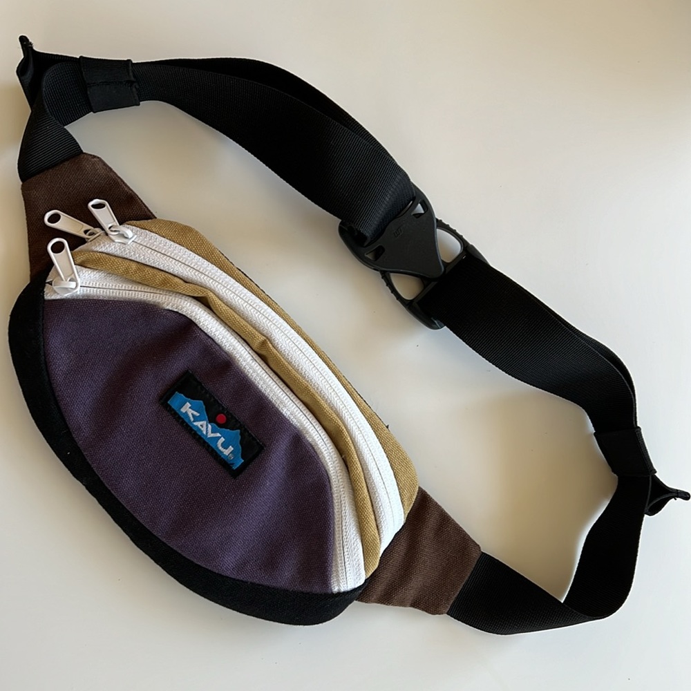 Kavu Spectator Hip Bag in Plum, Black and Brown - Neutral Colored Kavu Fanny Bag